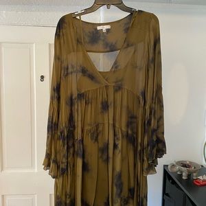 Boho tie dye green dress